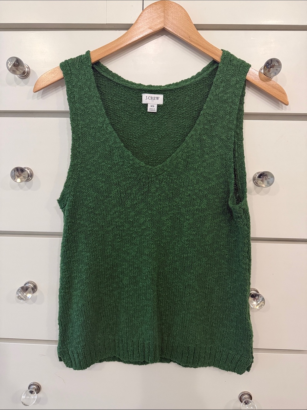 J. Crew Forest Green V-Neck Knit Tank